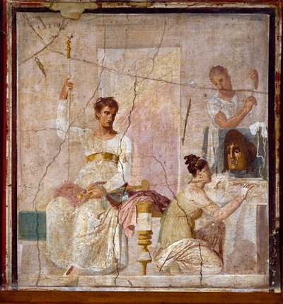 Roman Art: Tribute to a tragic poet. Roman fresco from Herculaneum (Ercolano). 1st century AD. National Archaeological Museum, Naples by Roman