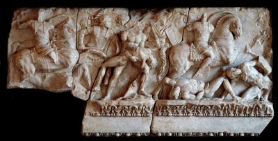 Fragment of Marble Sarcophagus Representing a Battle Between Gauls and Romans, 20 AD by Roman