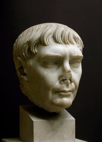 Marble head of Emperor Trajan (Marcus Ulpius Traianus) (53-117 AD) by Roman