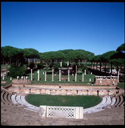 Roman Art: view of the ruins of the theatre by Roman