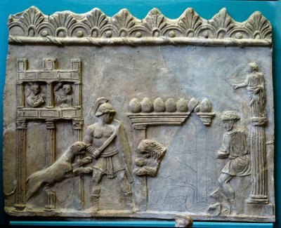 Roman Empire Art of Antiquity: Venatio - Gladiator fight against the beasts by Roman