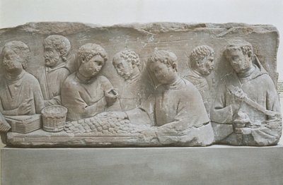 Roman Funerary Stele Depicting a Scene of Tax Payment by Roman