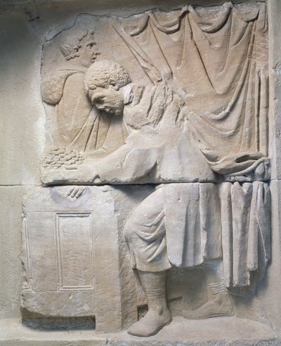 Roman Relief from mausoleum depicting bread merchant, 2nd century AD by Roman