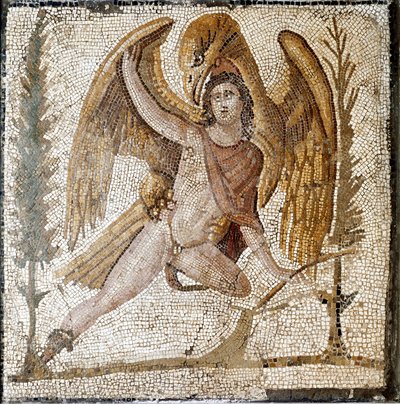 Ganymede is taken away by an eagle. Mosaic from a villa of the family of Emperor Septius Severe. End of 2nd century AD by Roman