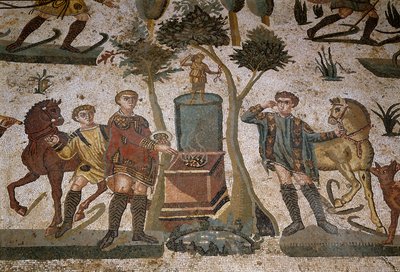 Roman art: detail of the mosaic 