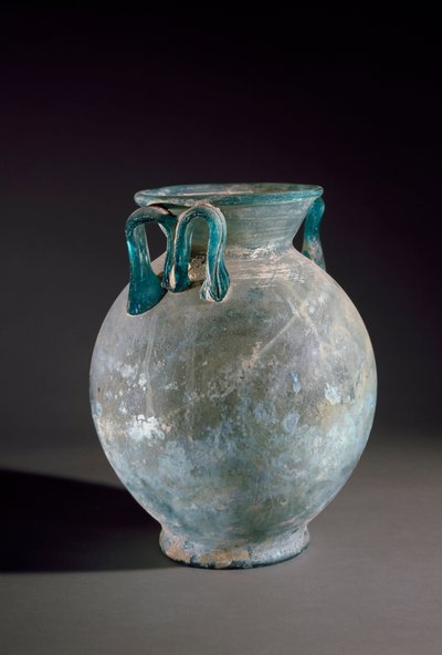 Roman art: glass vase with handle. From Pompei, Italy. Museo Archeologico Nazionale Naples by Roman