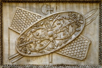 Roman Art: Low Relief Decorates a Shield and Weapons from the Temple of the Divine Hadrian by Roman