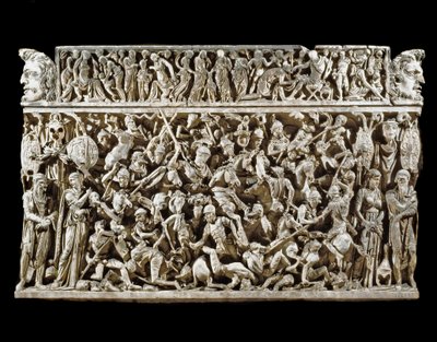 Roman Art: Scene of Battles Between Roman Warriors and Barbarians by Roman