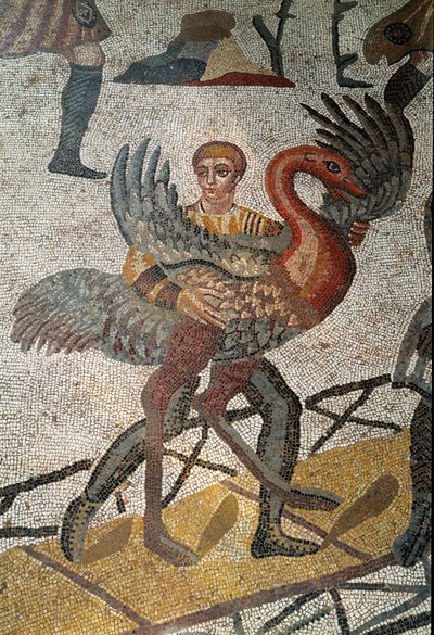 Roman art: the transport of ostriches on ships is sent to Rome (detail) by Roman