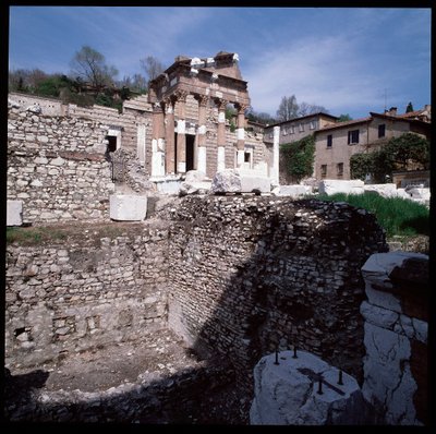 Roman art: view of the capitol, 73 A.D., Brescia, Italy by Roman