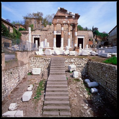 Roman art: view of the capitol (capitolium), 73 A.D., Brescia Italy by Roman