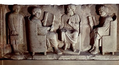 Roman civilization. Relief depicting school scene. Trier, Germany by Roman