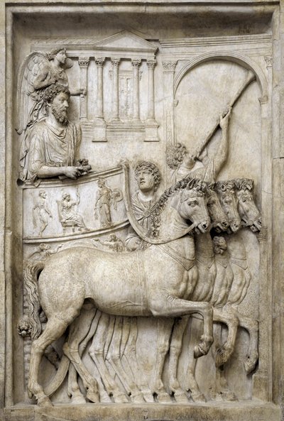 Roman emperor Marcus Aurelius on his triumphal trolley, 2nd century by Roman