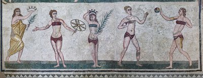 Room of the Girls Representing Athletes Engaged in an Athletics Competition Wearing a Two-Piece Swimsuit by Roman