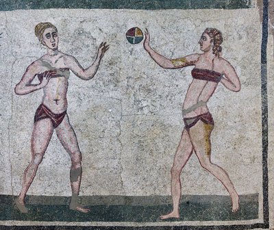 Room of the Girls Representing Athletes Engaged in an Athletics Competition Wearing a Two-Piece Swimsuit by Roman
