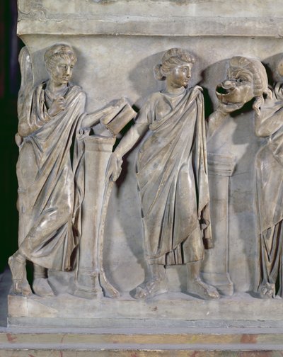 Sarcophagus of the Muses Depicting Clio and Thalia (detail) by Roman