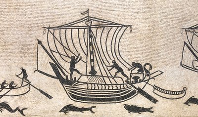 Ship approaching a port (detail) by Roman