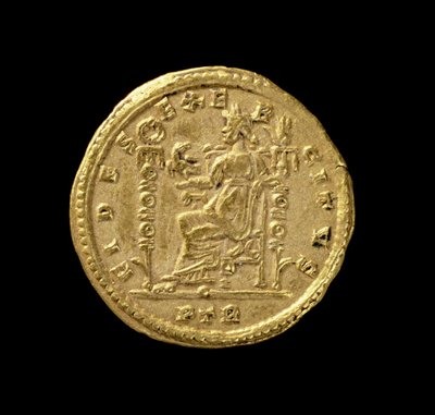 Solidus of Constantine I, the Great, depicting Fides seated left on the throne by Roman
