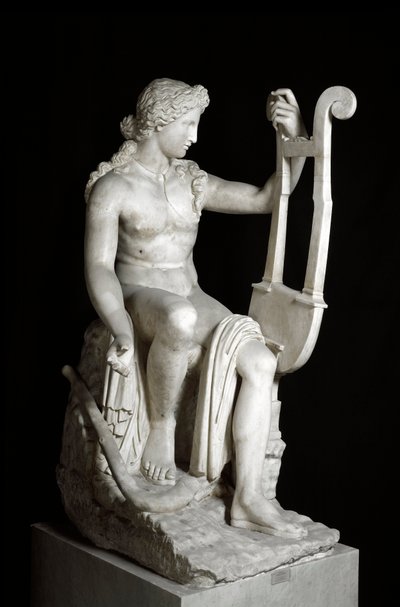 The Apollo Lyricine or Apollo holding a lyre Roman marble sculpture after the Greek original by Roman