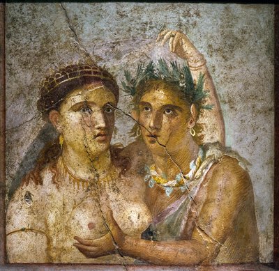 The Satyr and the Maenad - Pompei - Casa di Cecilio Giocondo - Cabinetto Segreto by Roman