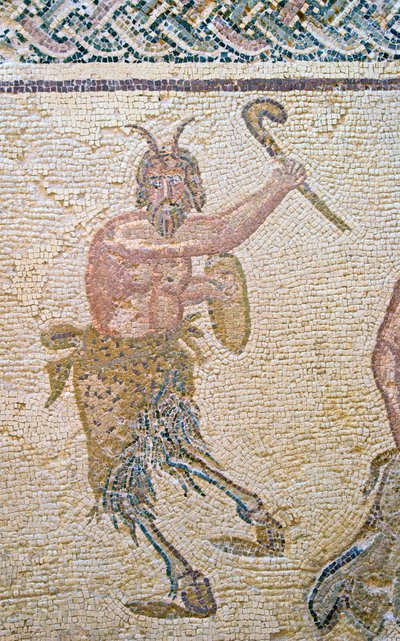 The Triumph of Dionysus, Detail of Pan, House of Dionysos, Paphos, Cyprus by Roman