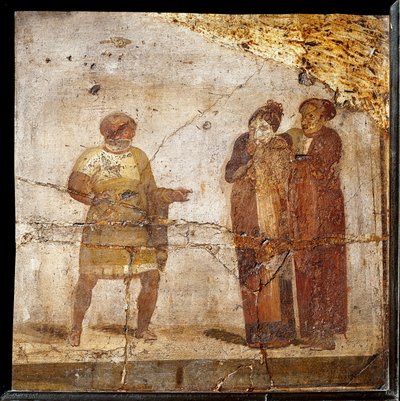 Theatre scene. Fresco from the site of Pompeii by Roman
