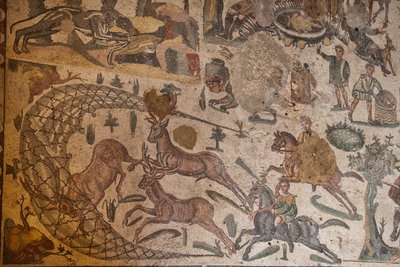 Third Room of the Private Flat, Floor Mosaic, Villa Romana del Casale, Piazza Armerina, Sicily, Italy by Roman
