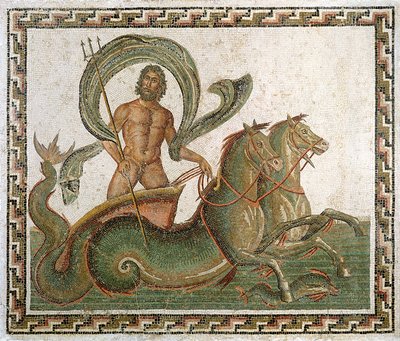 Triumph of Neptune, pavement from the House of Wadi Blibane, Sousse by Roman