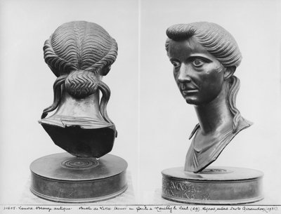 Two Views of a Bust of Livia (58 BC-29 AD) (Bronze) (B/W Photo) by Roman