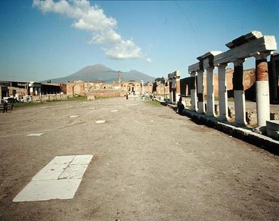 View of the Forum with Vesuvius in the Background by Roman