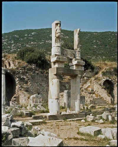 View of the temple of Domitian dedicated to the emperor by Roman