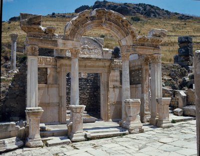 View of the Temple of Hadrian on the Street of Curetes by Roman
