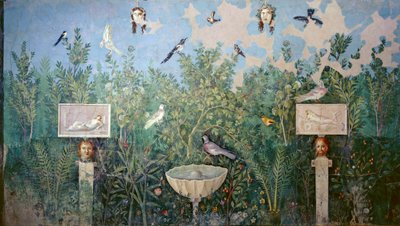 Wall Fresco Depicting Garden and Birds, House of the Golden Bracelet, Pompeii by Roman