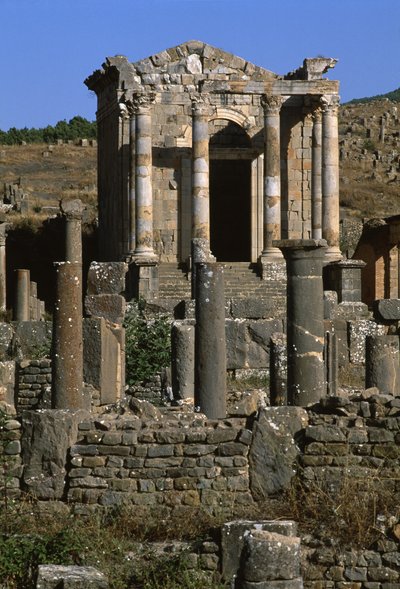 View of the Temple of the Septimian Family, High Imperial Period (27 BC-395 AD) by Roman Imperial Period