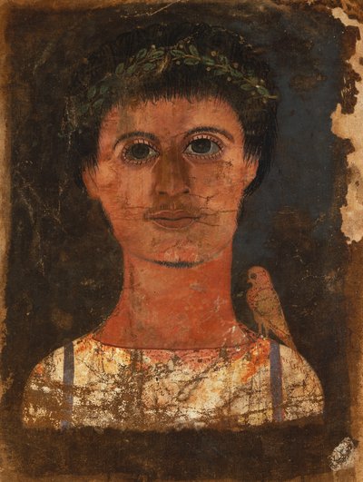 Mummy Shroud with Painted Portrait of a Boy by Roman Period Egyptian