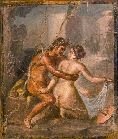 Satyr and Nymph by Roman Pompeian wall painting.