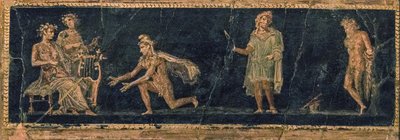The Musical Contest between Apollo and Marsyas by Roman Pompeian wall painting.
