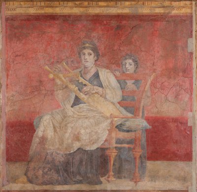 Seated woman playing a kithara by Roman Republican Period