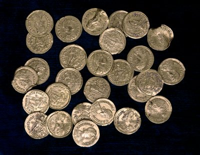28 Coins from the Period of the Western Roman Emperor Flavius Honorius and the Eastern Roman Emperor Flavius Arcadius by Roman Roman