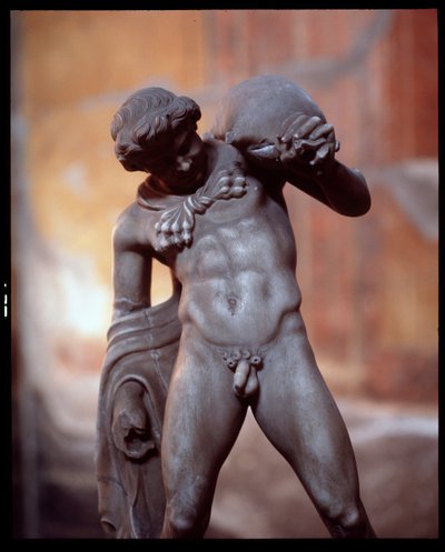 A Satyr with a Wineskin, Sculpture in the Casa dei Cervi House by Roman Roman