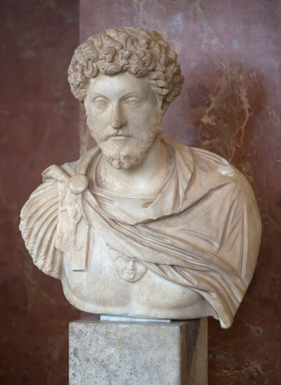 Bust of the Roman Emperor Marcus Aurelius (121 - 180 AD) marble by Roman Roman