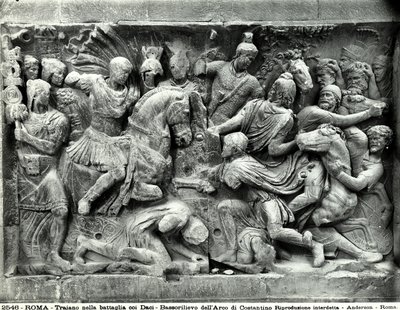 Detail of the large Trajan frieze located in the Arch of Constantine, Roman Forum by Roman Roman