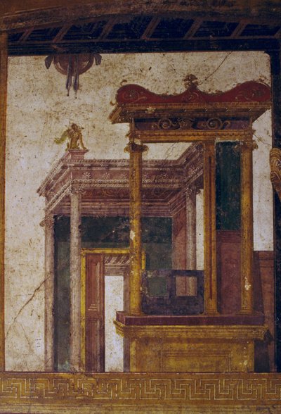 Fantastic Architectures, Fresco from Oecus in House of Vettii, Pompeii (UNESCO World Heritage List) by Roman Roman