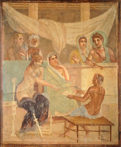 Fresco depicting Admetus and Alcestis, from Pompeii by Roman Roman