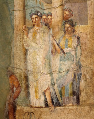 Fresco Depicting Iphigenia in Tauris, Detail of Maids, from House of L. Caecilius Giocondus at Pompeii, Italy by Roman Roman