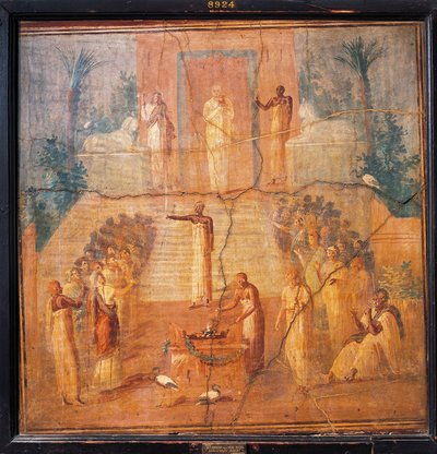 Fresco depicting Isis worship, from Ercolano, Naples province, Italy by Roman Roman