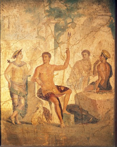 Fresco Depicting Meleager and Atalanta, from Pompeii by Roman Roman