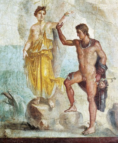 Fresco depicting Perseus setting Andromeda free, from House of the Dioscuri, Pompei by Roman Roman