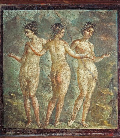 Fresco Depicting Three Graces, from Pompei, Italy by Roman Roman