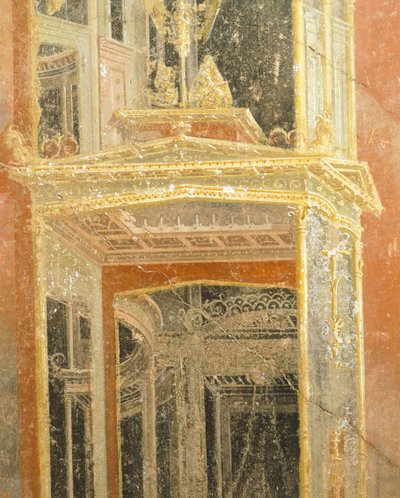 Fresco depicting Architectural Decoration, House of Loreio Tiburtino, Pompeii, Campania, Roman Civilization by Roman Roman